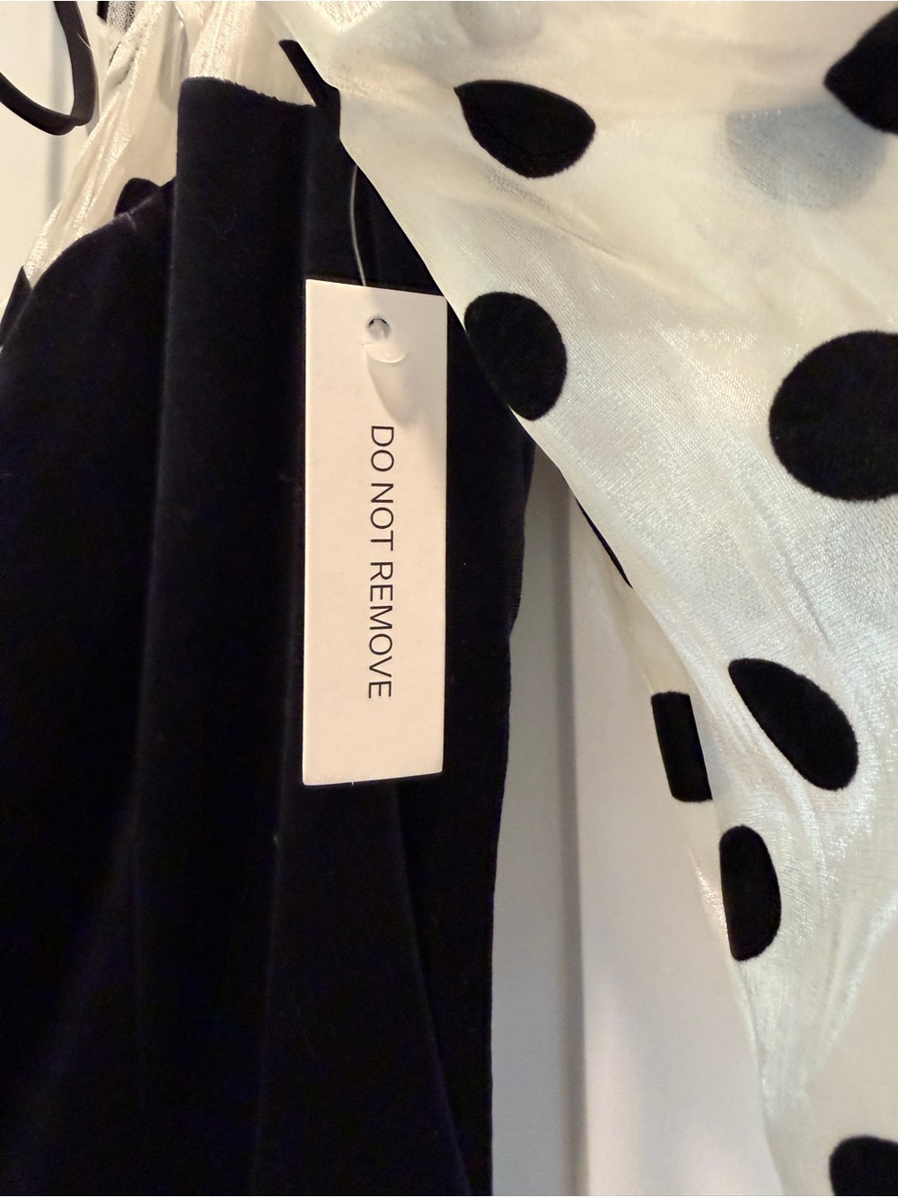 BRAND NEW - For Love & Lemons Black Mini Dress with White Polka Dot Puff Sleeves - Picture 6 of 11